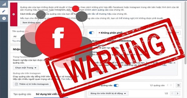 quảng cáo facebook bị từ chối